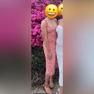 Orange Floral Beginning Boutique Midi Dress